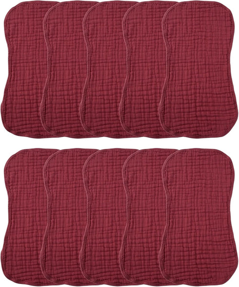 Bush Mane 6 100% 10/Pack Layer Cotton Bubble Gauze Burp Cloths- Rustic Red