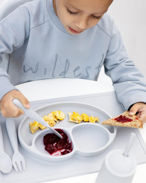 ezpz Happy Utensils for 24 Months+, BPA Free Toddler Fork, Spoon and Knife for Self-Feeding Development