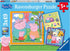RAVENSBURGER Puzzle, Family and Friends, 3 x 49 Pieces, Peppa Pig Puzzle for Children from 5 Years