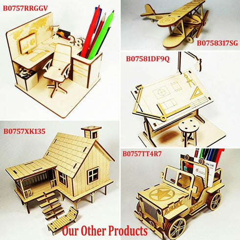 StonKraft Wooden 3D Glider Aeroplane Retro Plane Model - Easy to Assemble Home Decor, Construction Toy, School Project