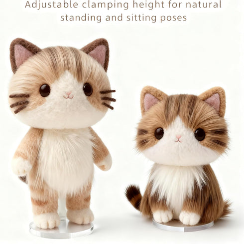 3-7" (2Pack) Clear Acrylic Doll Stand - Adjustable Holder for Sitting/Standing Collectibles, Tool-Free Installation