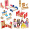 Sumind Wooden Dollhouse Furniture Set - 23 Pcs with 8 Pcs Doll House People Figures