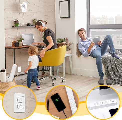 Outlet Covers (45 Pack) - Self-Closing 3-Prong Swivel Electrical Outlet Protectors for Baby - Upgraded Adhesive