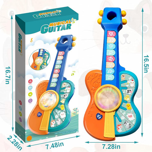 SailStart 1-2 12-18-24 Toddlers Guitar Musical Toys for Year Old Boy/Girl, Multiple Modes with Piano Keys, Animal