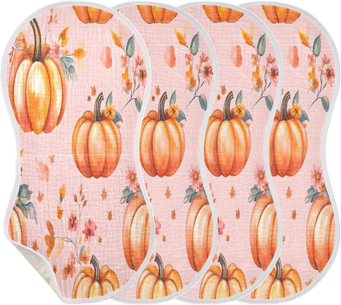 YETTASBIN Watercolor Pumpkin Muslin Baby Burp Cloth, Super Soft Absorbent Cotton Burp Rag Baby Bibs Feeding Cloth