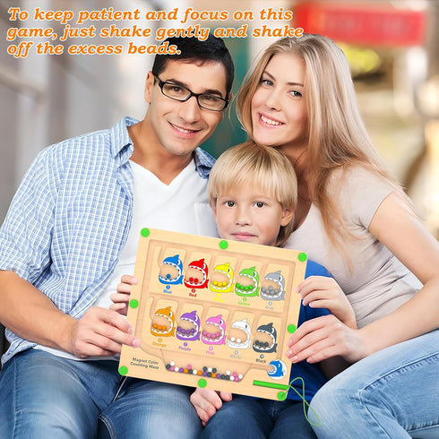 Magnetic Color & Number Maze - Montessori Counting Matching Toys, Wooden Magnet Maze for Toddler Learning