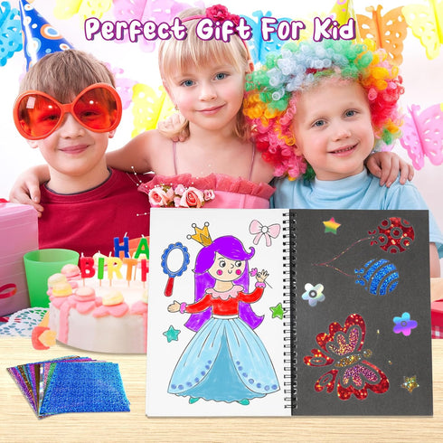 Art & Craft Activity, Foil Fun Princess DIY Kits, No Mess Creative Drawing Game for Kids Ages 4-9, Birthday Gifts