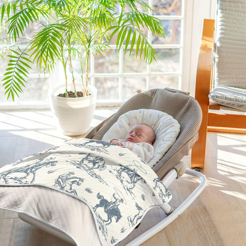 Mazeann 30x40in Cowboys Horse Western Baby Blankets Soft Warm Crib Stroller Blanket for Toddler Newborn Girls Boys