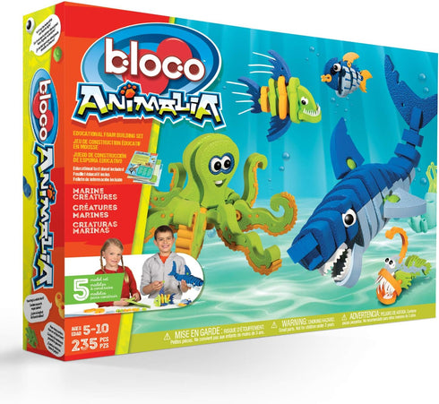 Bloco Toys 235 Pieces - Marines Creatures STEM Toy, DIY Educational Building Construction Set