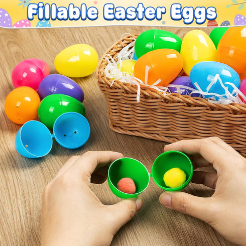 300 2.4Empty 12 Duchong Easter Eggs Bulk, Plastic Eggs Include Golden Eggs, Perfect for Eggs Hunt, Theme Party Favor