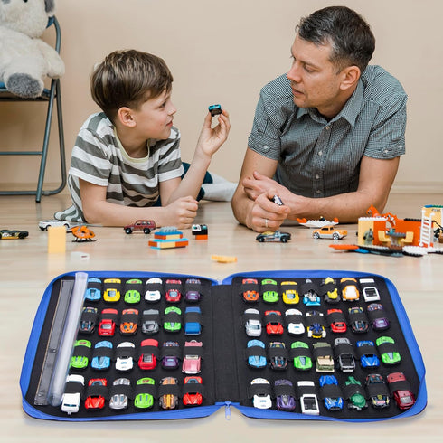Toy Car Organizer Carrying Case for Matchbox Cars, Portable Container Holder for 52 Toy Car Storage (Black)