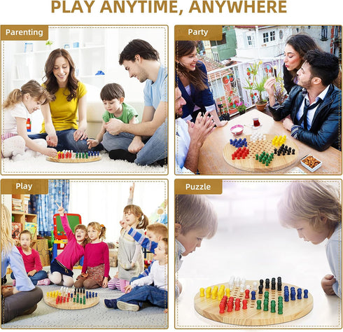 60 6 (11.5 Inch) Win SPORTS Chinese Checkers Board - Classic Strategy Game & Fun for The Whole Family, Includes Wooden