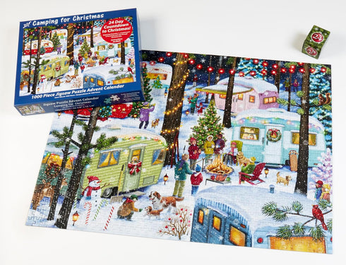 1000 Count Jigsaw Puzzle Advent Calendar Pieces - Camping for Christmas by Vermont Christmas Company - Jigsaw Puzzles