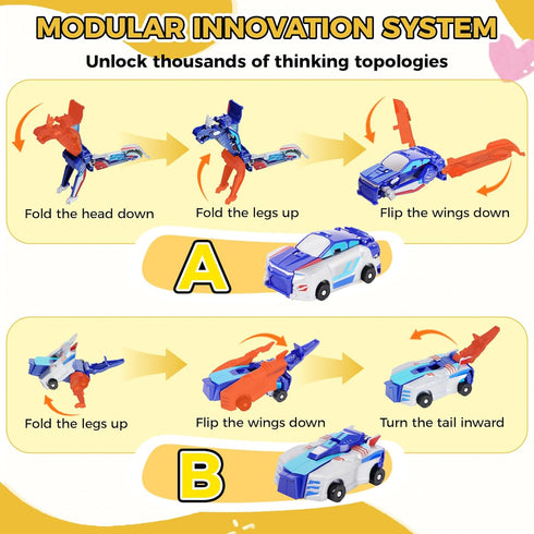 dahom Toy,2 Collision Transforming Dinosaur Car Magnetic Cars Transform into Dinosaur Toys for Kids,Boys,Girl,Toddler