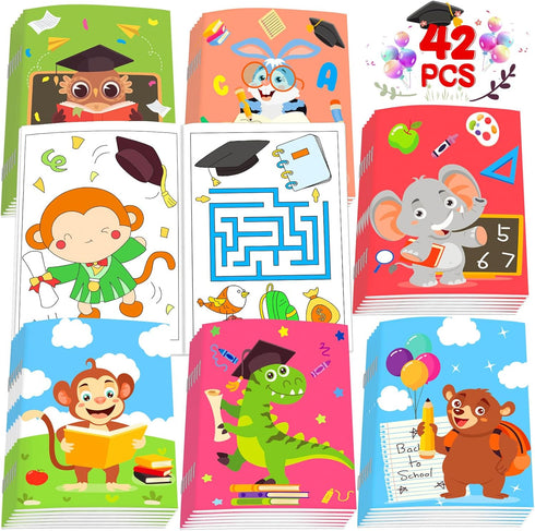 42Pcs Mini Coloring Books for Kindergarten Graduation, Small Activity Books for Kids, Classroom Party Favors, Congrats