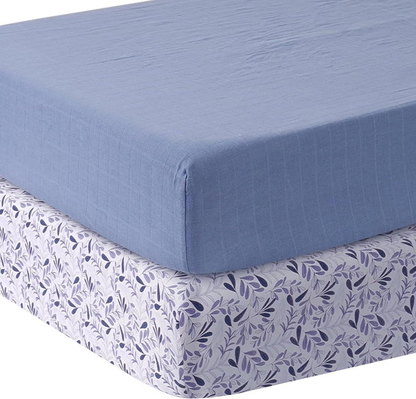 MOZAH Organic Muslin Crib Sheets, Soft and Breathable Bedding for Baby Girls