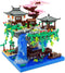 Light-Up Peach Blossom Pond Micro Mini Bricks Kit, Chinese Architecture Cherry Bonsai