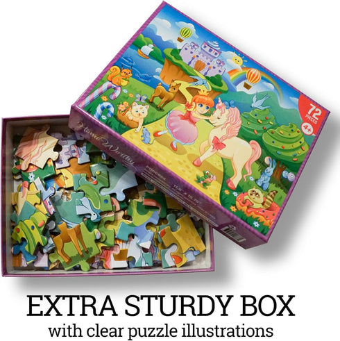 Kids Jigsaw Puzzles (72 Pieces) - Durable Toddler Puzzles for Ages 4-8 - Princess and Unicorn Design