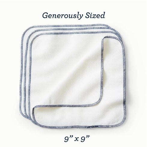 2 12-pk (24 Esembly Wipe Ups, Organic Cotton Reusable Baby Wipes, Soft and Sturdy Washable Cloth Diaper Wipe, One Size