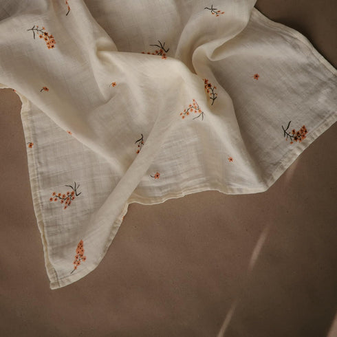 100% 23.5" 23.5" 3-Pack mushie Muslin Baby Cloths | Organic Cotton | x (Flowers)