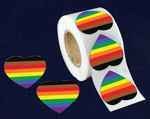 250 Philadelphia Gay Pride 8 Stripe Rainbow Heart Stickers for LGBTQ Awareness Fundraising Events