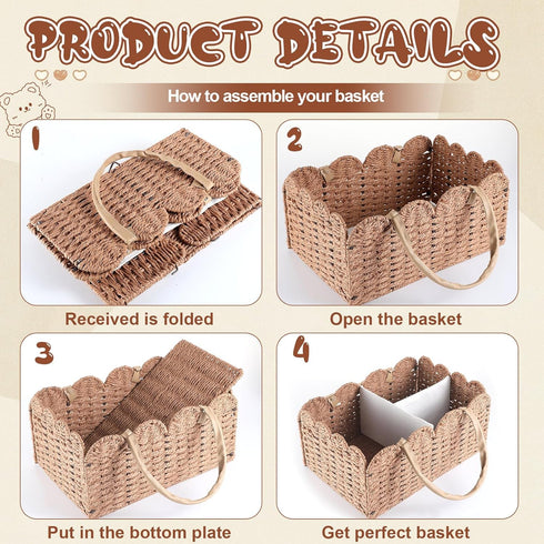 CroBlissful Large Wicker Diaper Caddy Organizer - Woven Paper Rope Storage Baskets Diapers Nursery Bin with Removable
