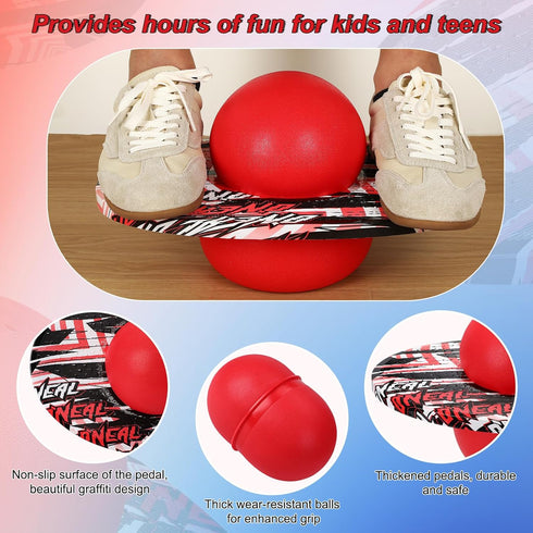 2 Junkin Pcs Pogo Ball Trick Board Toy Balance Board Pogo Balance Bounce Ball with Pump and Strong Grip Deck for Fun