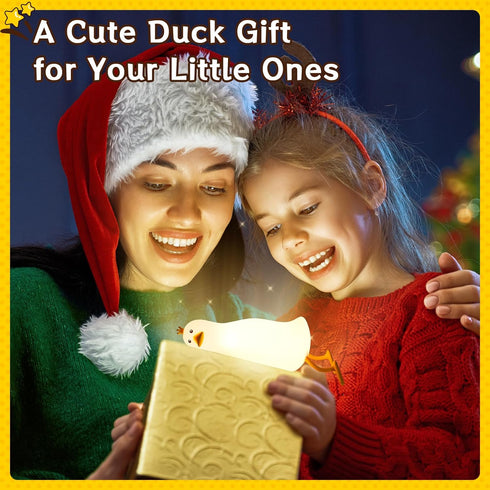 7 Cute Duck Night Light: LED Baby Silicone Duck Lamp - Colors Kids Night Lamp - Rechargeable Nursery Nightlight - Timer