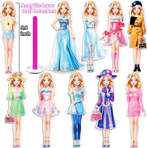 Magnetic Dress Up Paper Doll Playset - Pretend Play Game Travel Toys for Kids, Magnet Clothes Puzzles