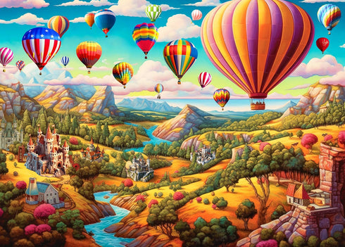 Whimsical Hot Air Balloon Jigsaw Puzzle for Adults, 1000 Pieces, Fun Puzzle Game for Adults