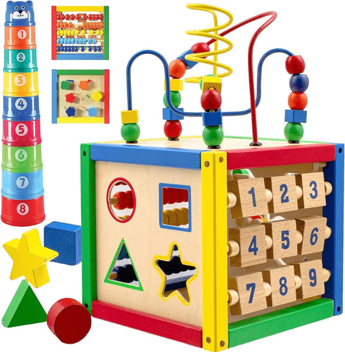 Play22 Wooden Activity Cube for Baby - 6 in-1 Baby Activity Play