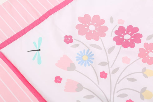 JAHbaby 3 Set Set PCs Pink Embroidery Elephant Nursery Crib Bedding Quilt Fitted Sheet Skirt Baby Girl Elephant Themed