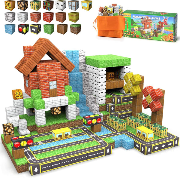 ANDENLEY Magnetic Blocks - 100PCS Magnet Tiles Stacking Construction Building Blocks Cubes, STEM