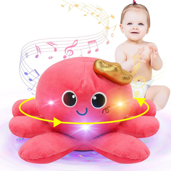 JoyyiKinddy Musical Octopus Baby Toy - Crawling & Rotating Octopus Toy with Recording,