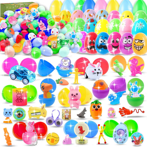 Jookamar 165PCS Prefilled Easter Eggs with Toys Inside, Easter Eggs Fillers Basket Stuffers