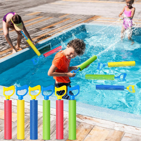 Water Guns 6 Pack, 40 Ft Foam Soakers Blaster Guns for Kids Age 3-12, Outdoor Swimming Pool Beach Summer Party Toys