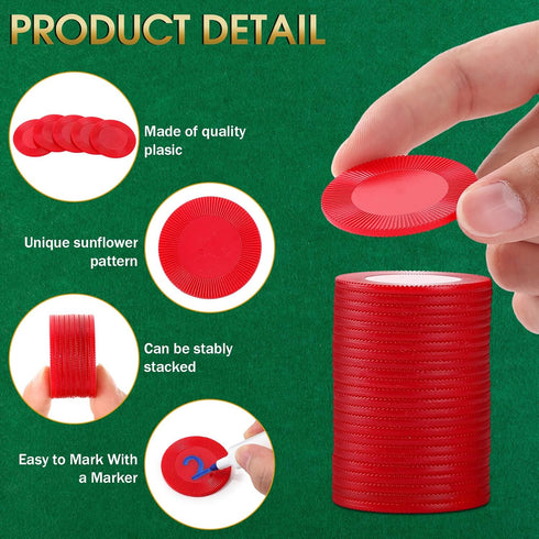 Leitee 1000 Pcs Plastic Poker Chips - 38 mm Interlocking Game Chips for Adults, Counting Reward Card (Red)