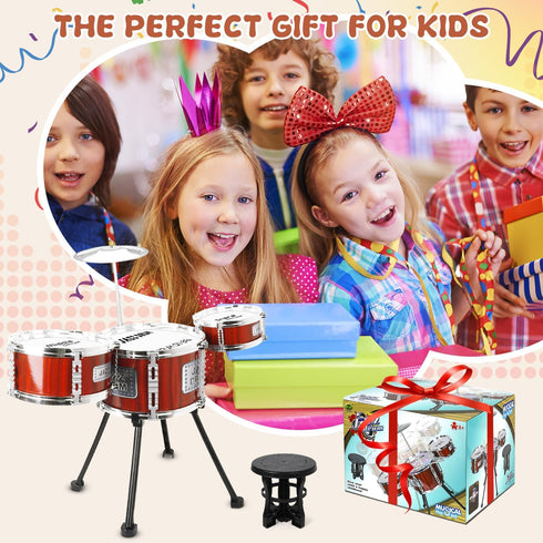 Set Set 3-5 3 3 4 5 Kids Drum Music Toy Drum for Toddlers Ages Jazz Drums Kit with Stool, Drums Percussion Musical