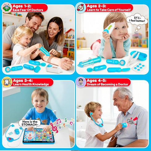 Peacurh 3-5 Set 3 2-3 2-4 Doctor Kit for Toddlers Kids Doctors Play with Interactive Learning Tablet Toys for Year Old