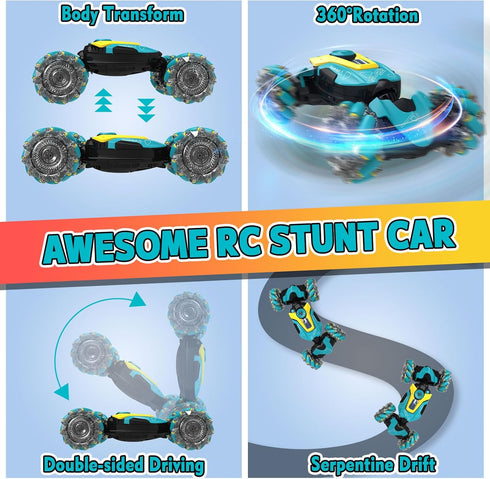 6-12 2.4GHz 360 4WD, 6 7 8 9 10 11 12 Gesture Sensing RC Stunt Car Toys for Boys Years Old, Hand Controlled Cars