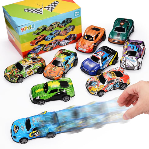 4.2" Toy Cars Metal Race Cars Vehicles 9 Pack, Pull Back Cars Toys for Boys, Girls, Toddlers 2-7 Years Old