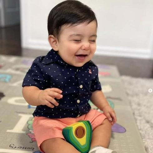 Nuby Soft Silicone Stackable Avocado Interactive Toy for Early Development, Suitable for 12+ Months