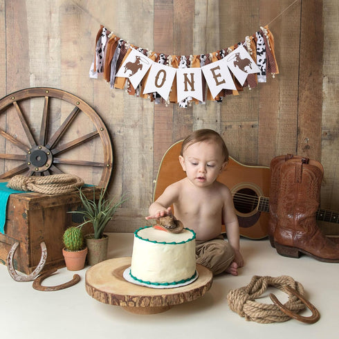TUTOTU My First Rodeo High Chair Banner - Cowboy One Birthday Party Decorations