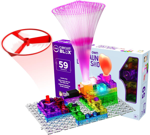 E-Blox Building Blocks STEM Circuit Kit, 59 Projects, Build Your Own Fan Launch Light Show, Science Projects Gift