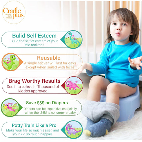 Pack 5Pack Magic Potty Training Stickers - Potty Training Seat Magic Sticker | Girl Dinosaur Toddler Potty Training