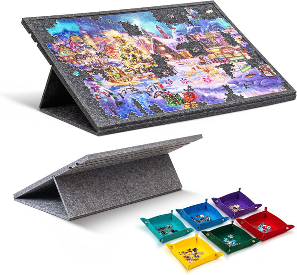 Jigpal Tilting Jigsaw Puzzle Board with 2-in-1 Stand and Cover, Lightweight Felt Jigsaw