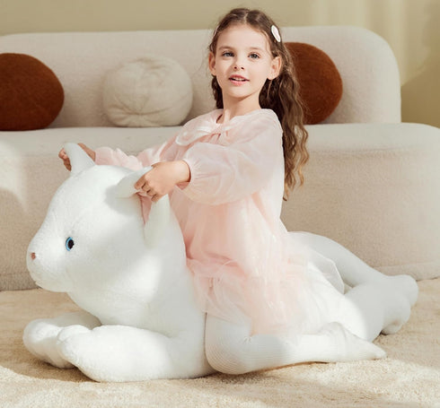 IKASA Giant White Cat Stuffed Animal Plush Toy - 30" Jumbo Cute Fluffy Oversized Plushie Gifts for Kids