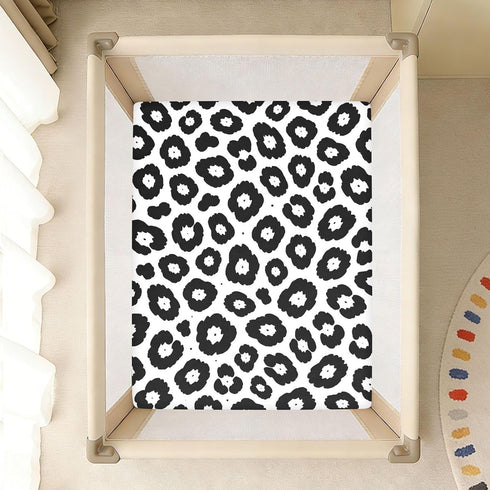 CZXW 52" 28" Black White Leopard Crib Sheets Fitted x Natural Cotton Soft & Breathable for Baby Crib Mattress