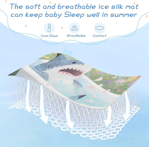 WDdZzyy 28" 52" Shark Bathtub Flower Cooling Baby Crib Mattress Cover x Reusable Pads Washable for Baby&Toddler