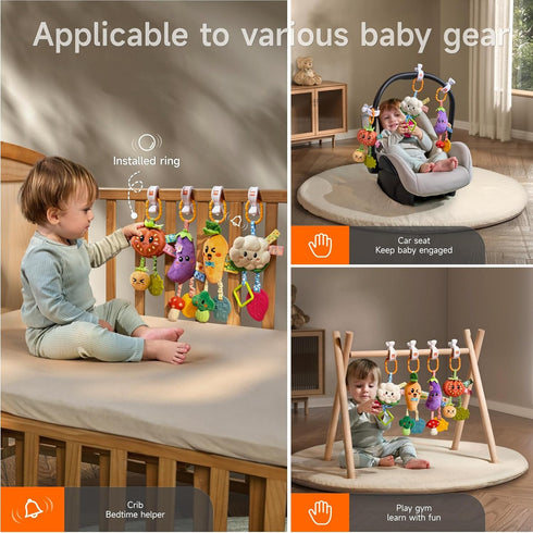 Set, 4 0, 3, 6, 9, 12 TUMAMA Hanging Vegetable Plush Toy Different Vegetable Crib Stroller Toys, Early Baby Cognitive